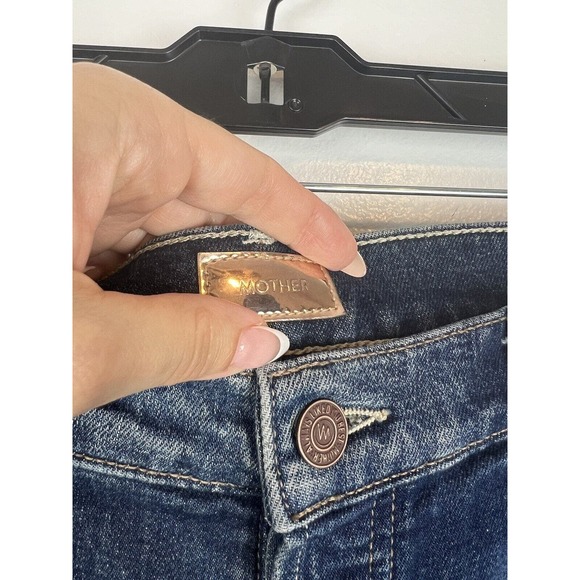 Mother Denim Stunner Fray Skinny Jeans Size 28 Button Fly High Rise Dark Wash - Picture 8 of 11
